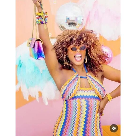 NWT Alexis Multicolor Sunrise Knit Vedette Sleeveless Maxi Dress Size M Resort - Picture 9 of 16